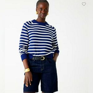 J.Crew Navy white stripe cotton crewneck sweater M